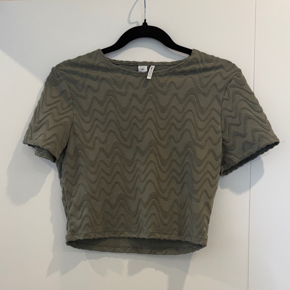 Twik Women’s Olive Green Textured Crop Top